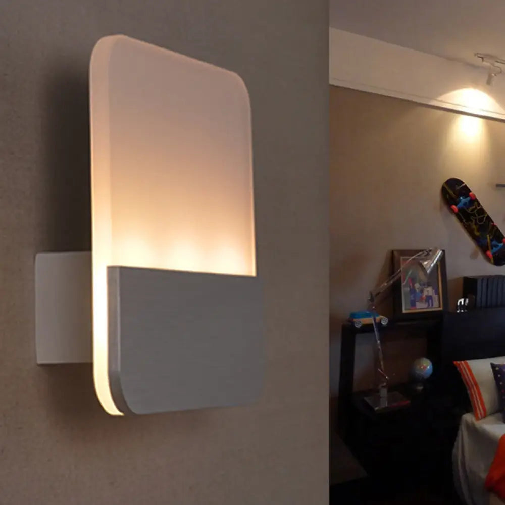 DecorBites™ Modern LED Sconce Light: Sleek White Round/Square Design, Single Acrylic Wall Lighting in Warm/White Glow