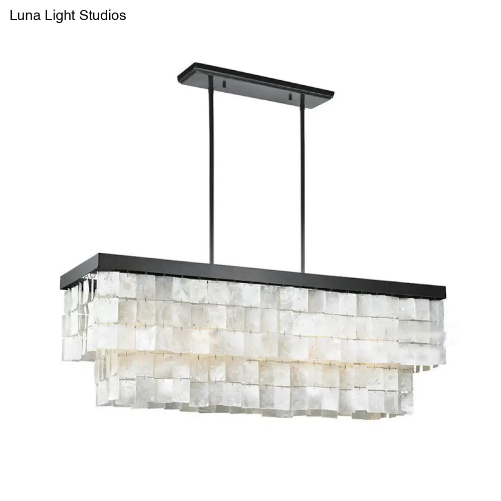 DecorBites™ Modern LED Shell Black Island Light Fixture for Living Room