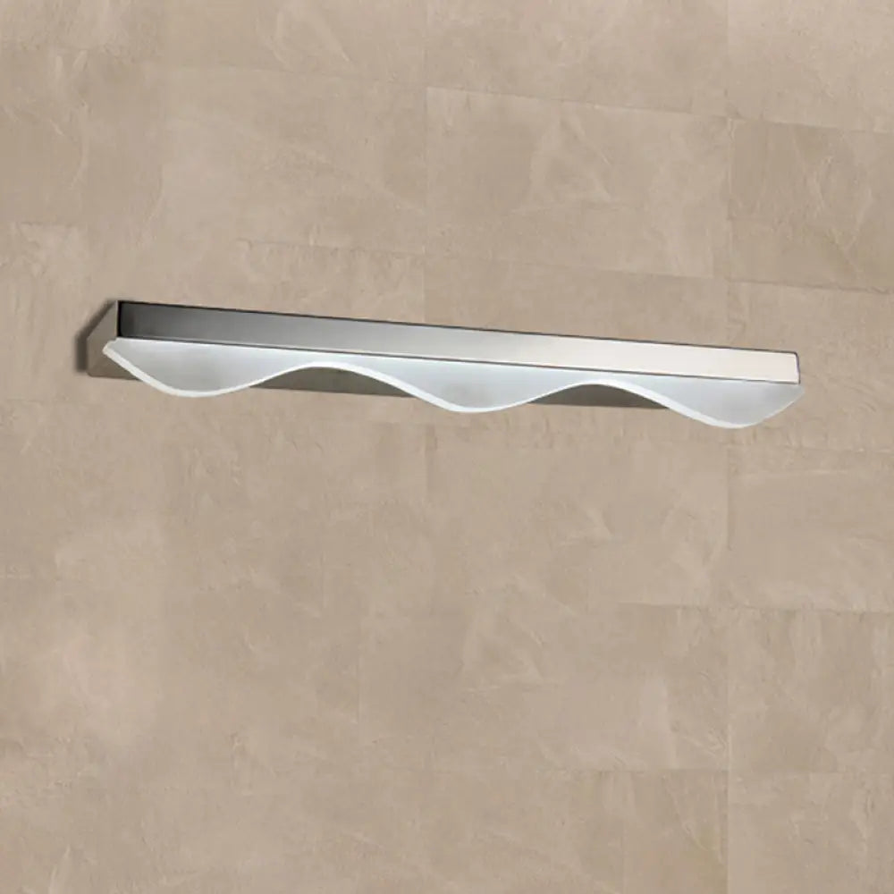 DecorBites™ Modern LED Vanity Light with Stainless Steel Wall Mount and Wave Shade - 17"/21" Width