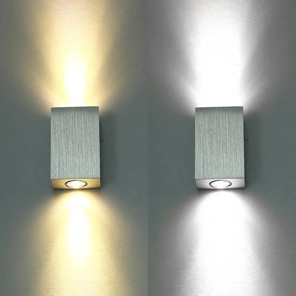 DecorBites™ Modern LED Wall Sconce in Nickel Finish with Warm/White Lighting for Porch