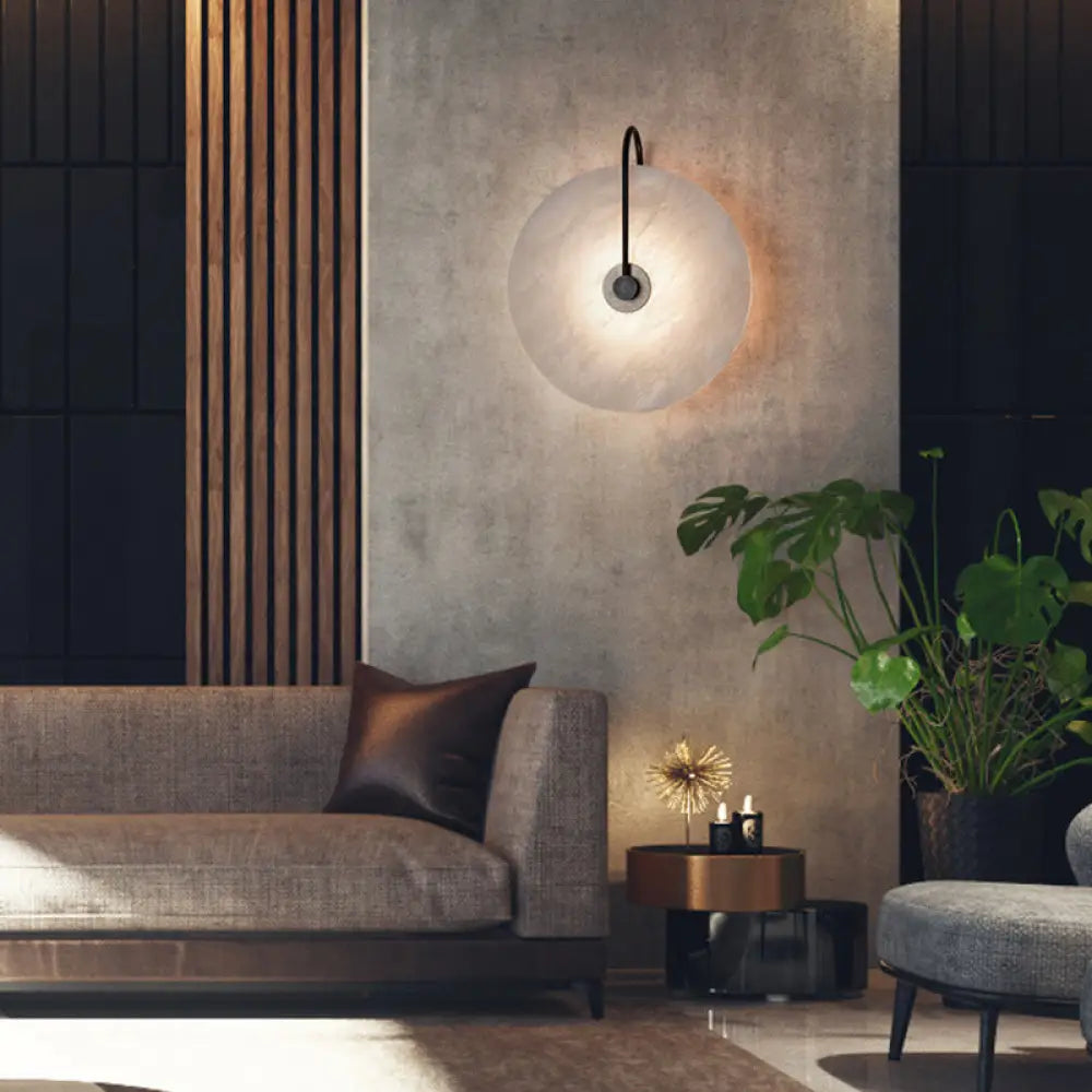 DecorBites™ Modern LED Wall Sconce with Black Mica Disc Shade