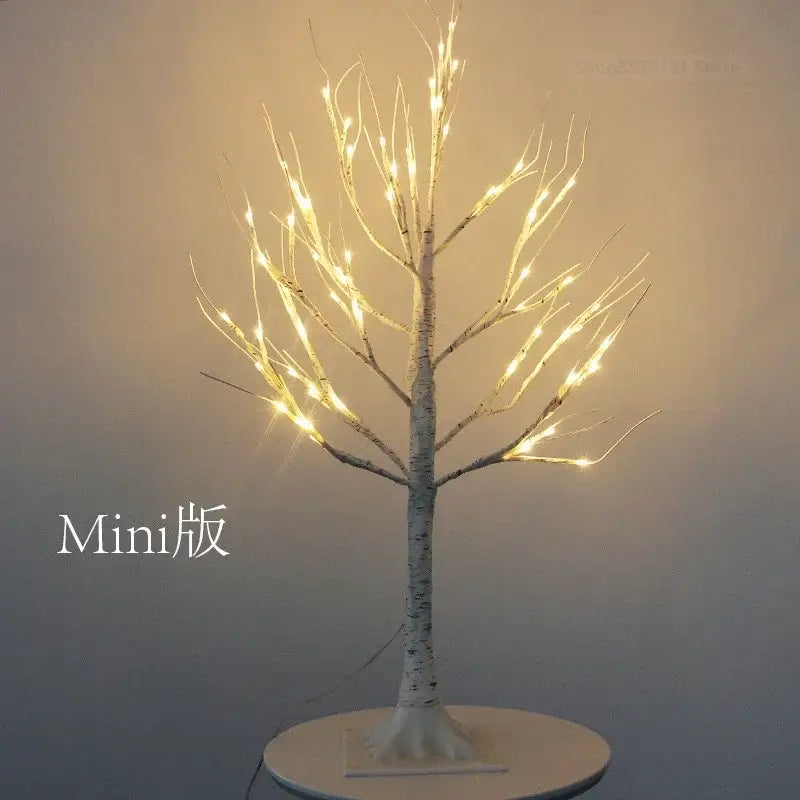 Modern led white birch tree table lamp for living room decor