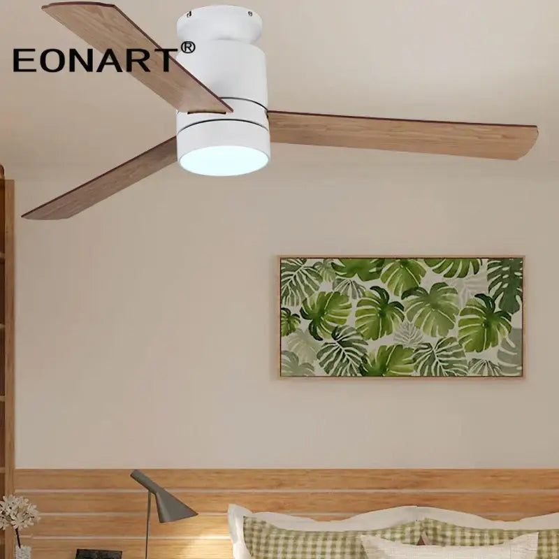 Modern light brown 40 inch led ceiling fan with remote control bedroom