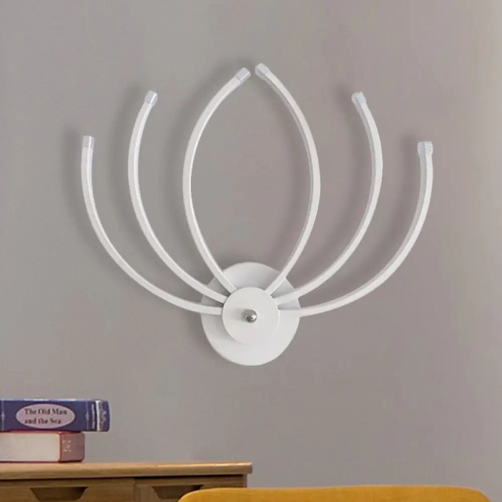 DecorBites™ Modern Lotus Wall Sconce LED Bedside Light in White with Linear Design, Warm/White Glow