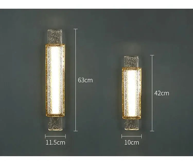Modern luxe gold crystal glass wall lamp bedroom sconce set