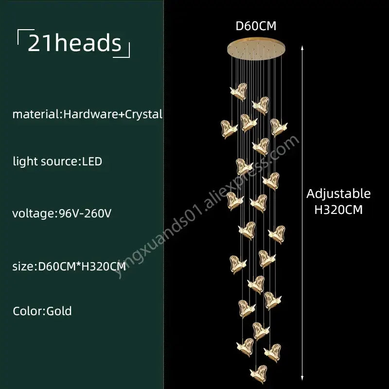 Modern luxury butterfly gold crystal chandelier living room