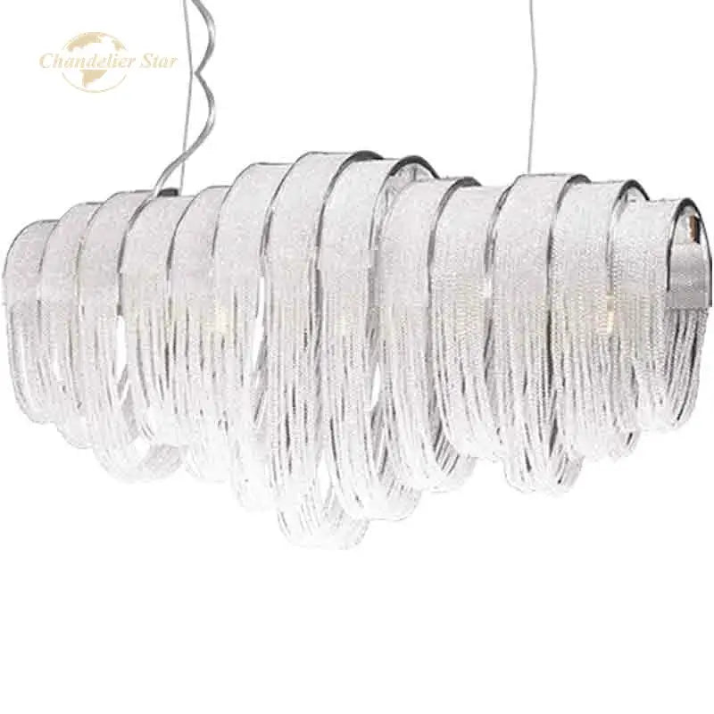 Modern luxury crystal circle led tassel chandelier living room light