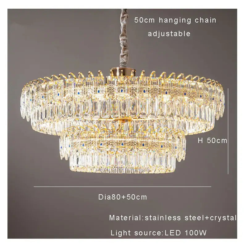Modern luxury gold double crystal ceiling chandelier living room