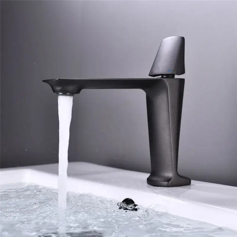 Modern matte black and white brass sink faucet bathroom water tap