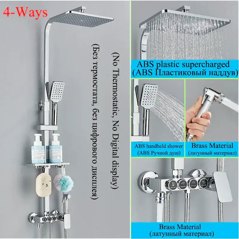 Modern matte black digital shower faucet set bathroom rainfall system