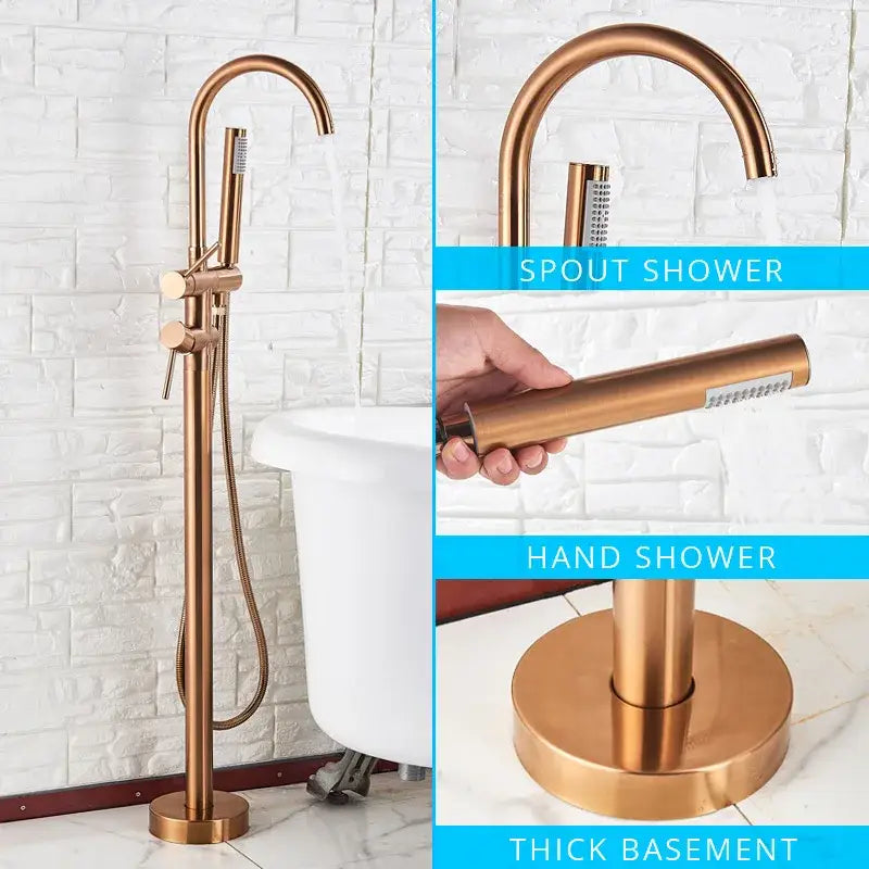 Modern matte black dual handle bathtub faucet set bathroom floor tap