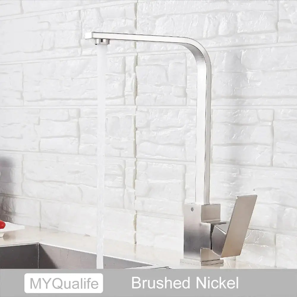 Modern matte black square kitchen faucet hot and cold mixer tap