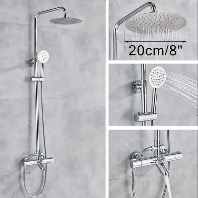 Modern matte black thermostatic shower faucet set bathroom rainfall head