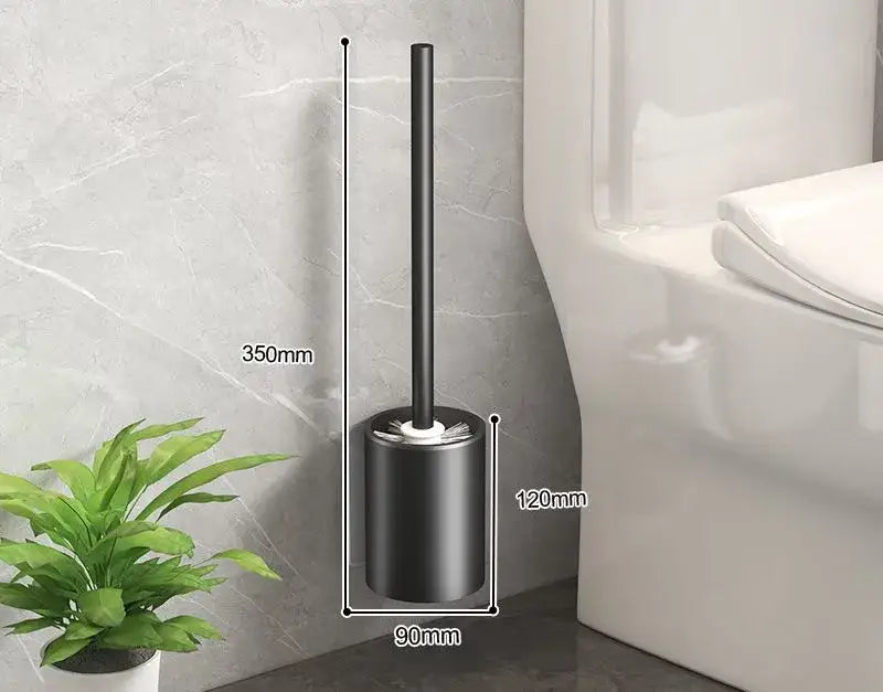 Modern matte gray and black metal toilet brush holder set bathroom