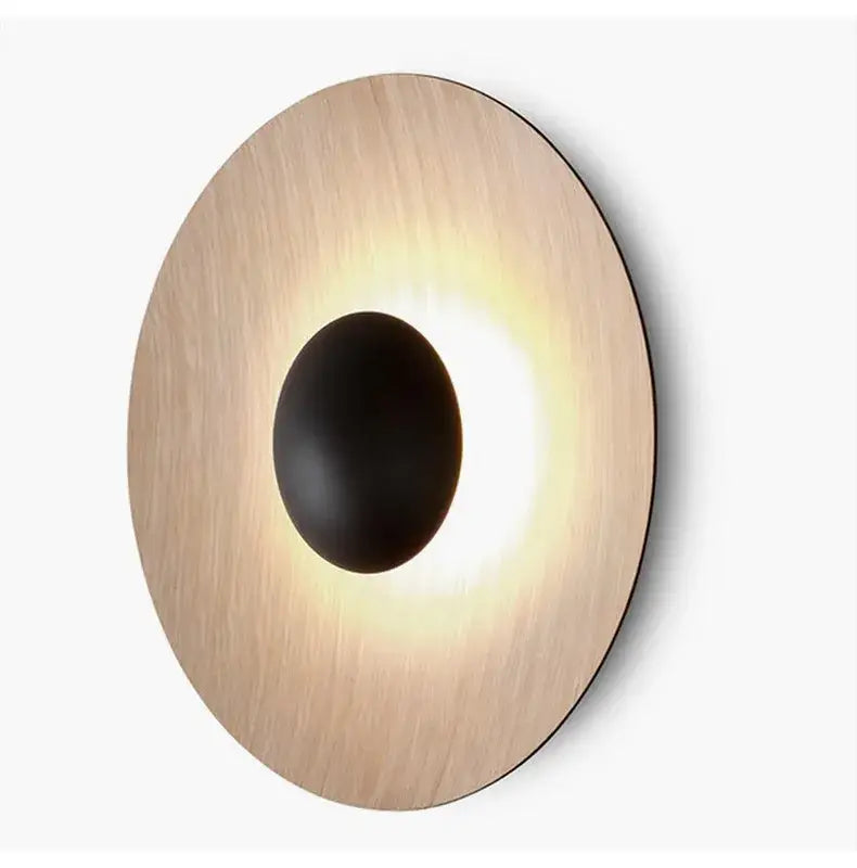 Modern matte white & brushed bronze ginger round wall lamp bedroom