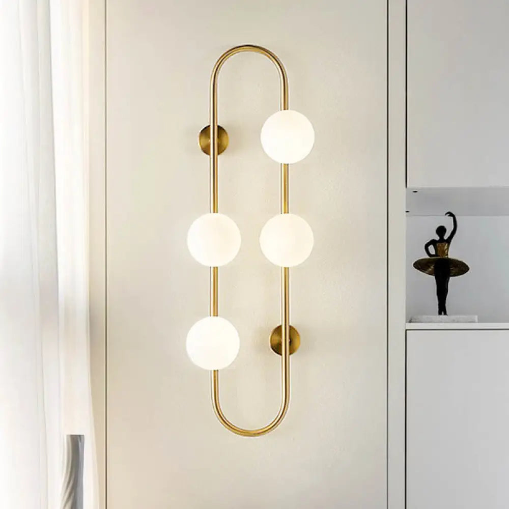 DecorBites™ Modern Matte White Glass Globe Wall Sconce with 4-Light Bedroom Lighting Ideas in Black/Gold