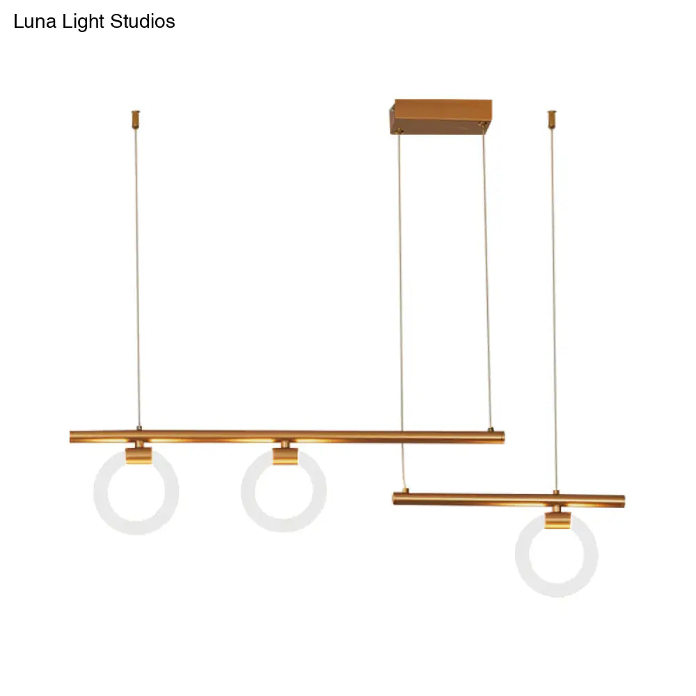 DecorBites™ Modern Metal Chandelier Lamp - Round & Linear Design, LED Gold Hanging Light Kit - 33.5"/39"/47" Wide - Warm/White Light