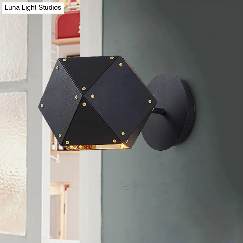 DecorBites™ Modern Metal Geometric Wall Light Sconce - Black 1-Light Fixture for Dining Room