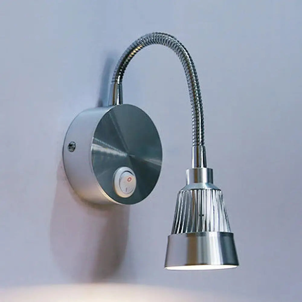 DecorBites™ Modern Metal LED Wall Sconce with Adjustable Reading Light in Warm/White Chrome Finish