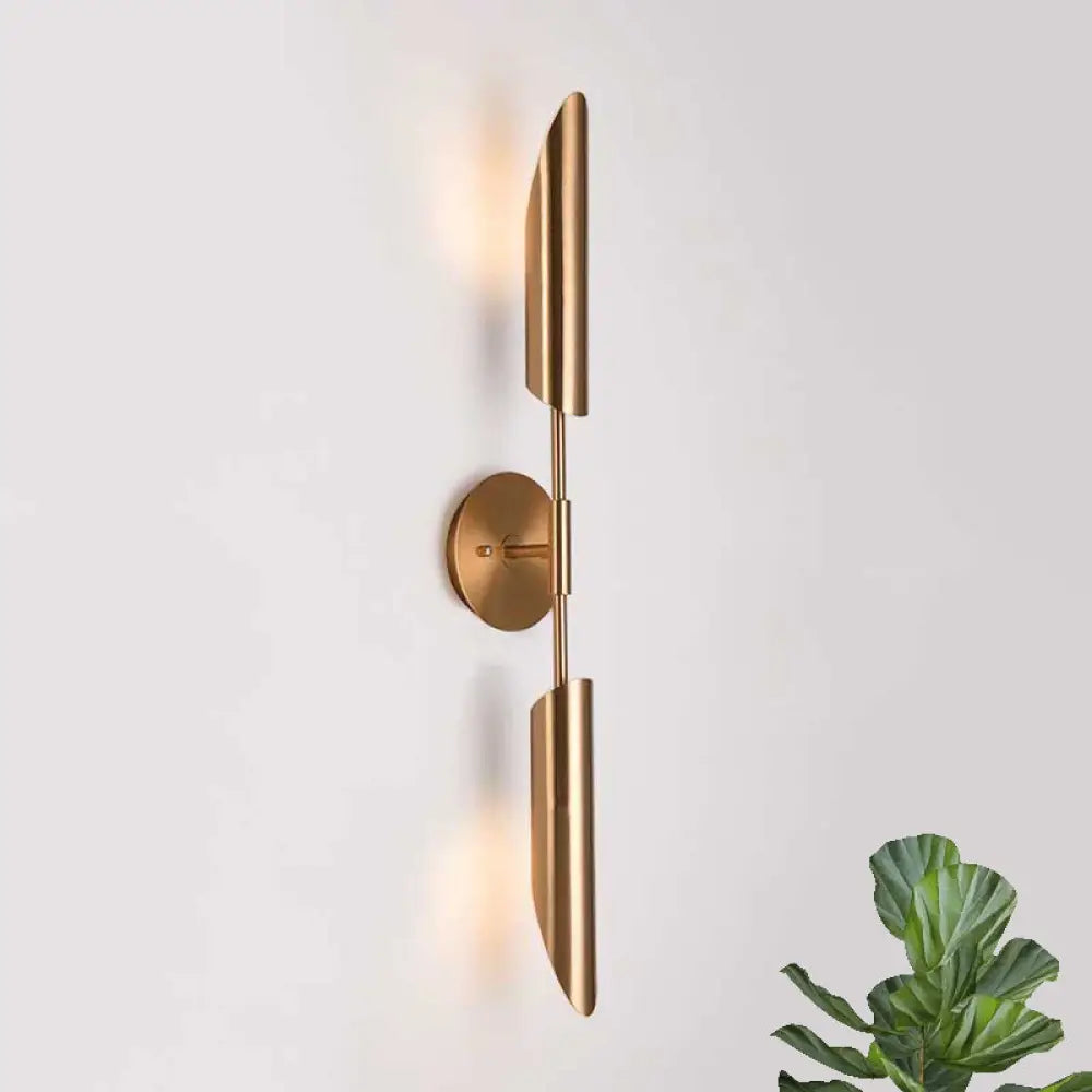 DecorBites™ Modern Metal Wall Lamp Sconce with Brass Finish LED Lighting - Tube Up-Down Wall Mount