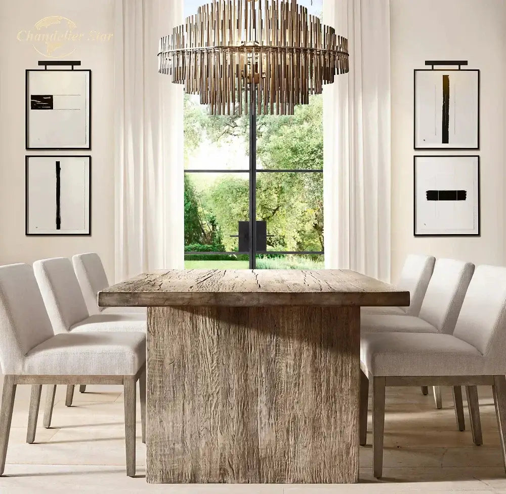 Modern metallic emile round led chandelier for dining room lighting