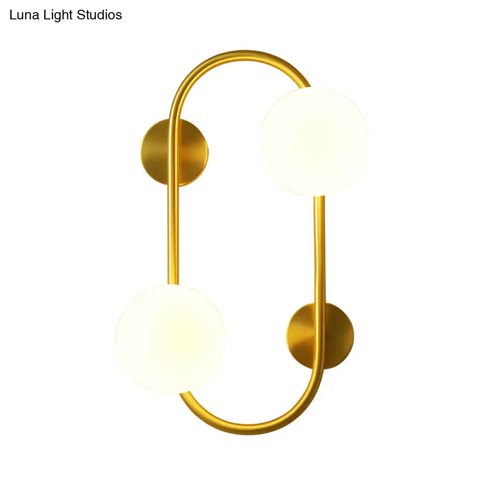 DecorBites™ Modern Milk Glass LED Wall Mount Lamp with Brass Finish - Ideal for Bedroom Lighting