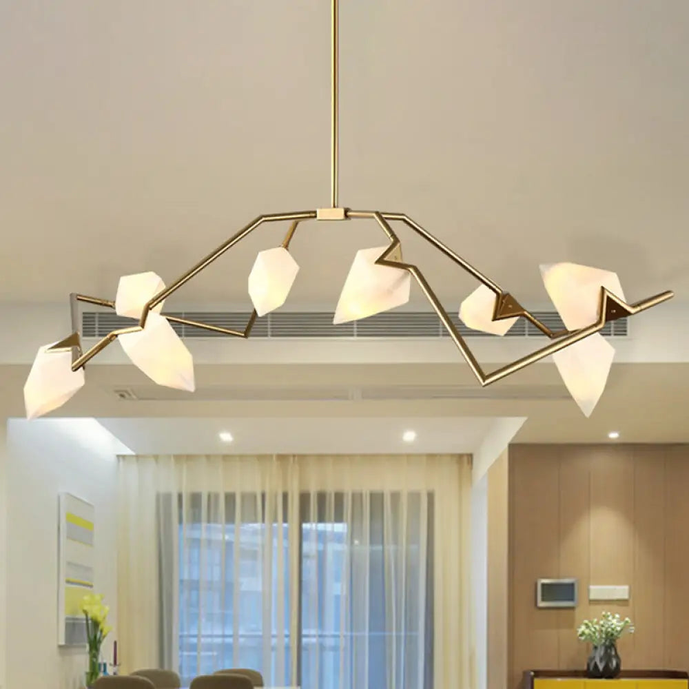 DecorBites™ Modern Milk Glass Tree Branch Ceiling Suspension Lamp, Black/Gold Hanging Light Fixture - 5/8 Bulbs for Dining Room