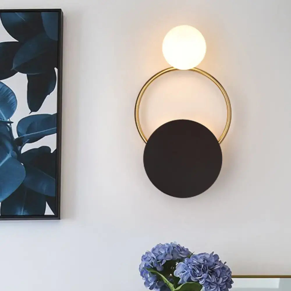 Modern minimalist black & gold wall light bedroom sconce