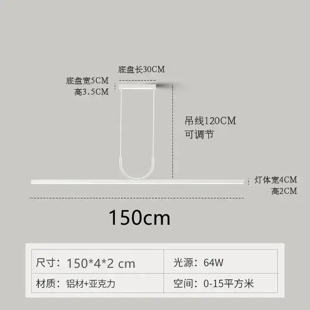 Modern minimalist black led ceiling chandelier kitchen island light