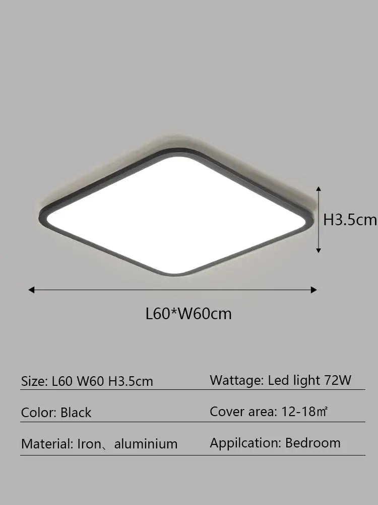 Modern minimalist black led ceiling lamp for living room