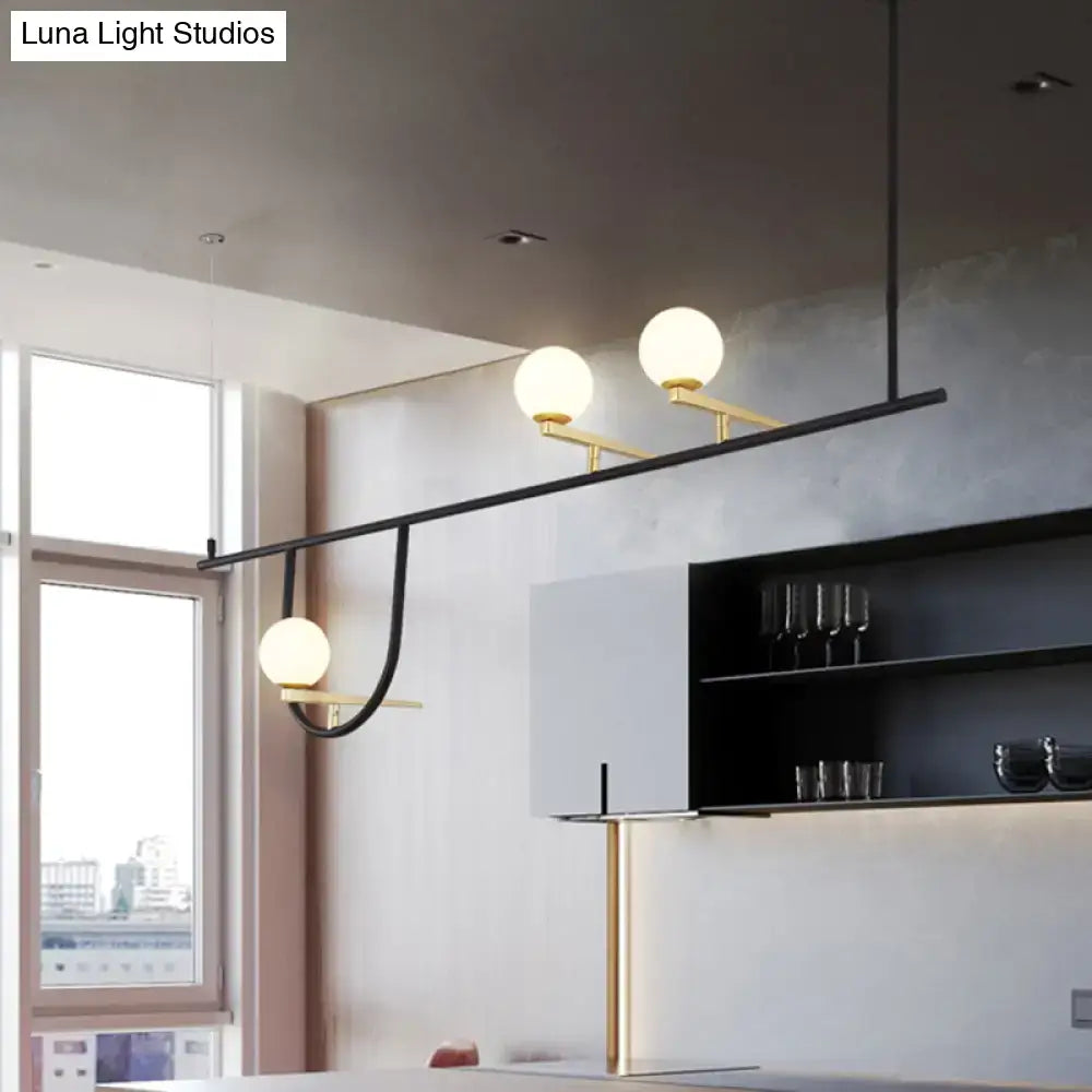 Modern minimalist black metal triple globe ceiling light dining room