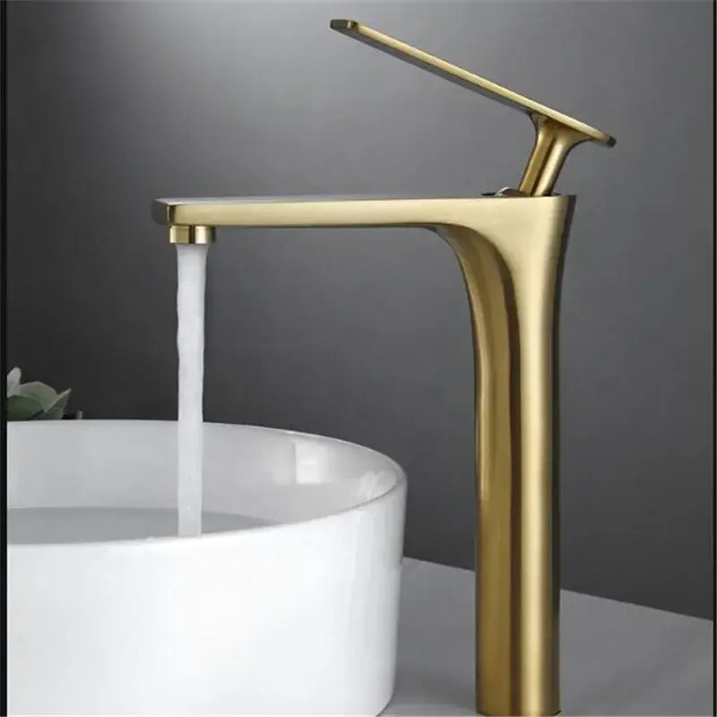Modern minimalist brushed gold basin faucet bathroom sink mixer tap