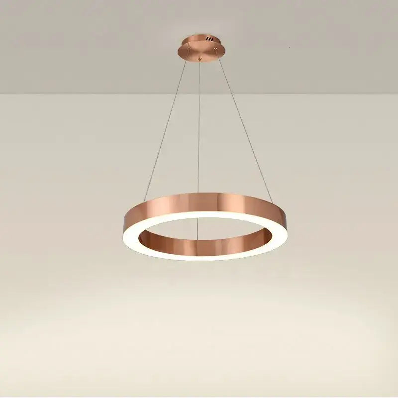 Modern minimalist circular gold ring pendant light for dining room