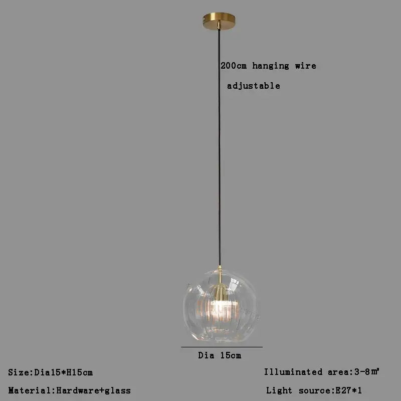 Modern minimalist clear glass ball pendant light for dining room