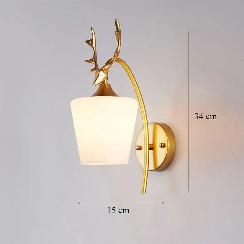 Modern minimalist glass shade gold wall lamp for bedroom