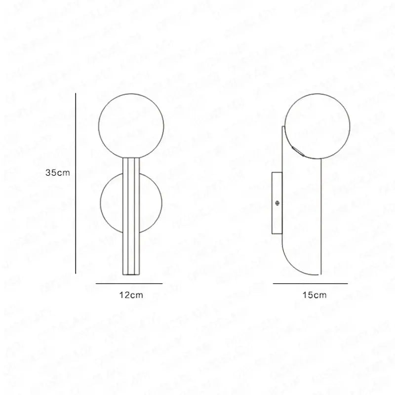 Modern minimalist gold glass ball wall lamps bedroom light
