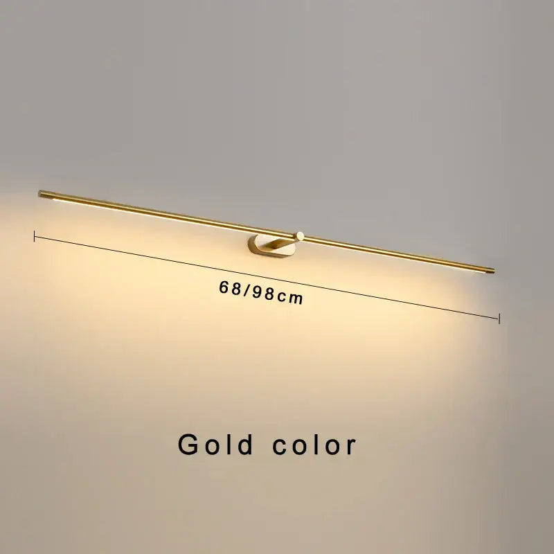 Modern minimalist gold led mirror light bathroom wall fixture