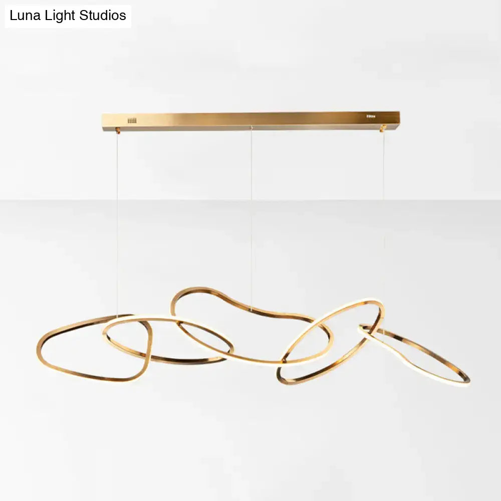 Modern minimalist golden led ring hanging light for dining room