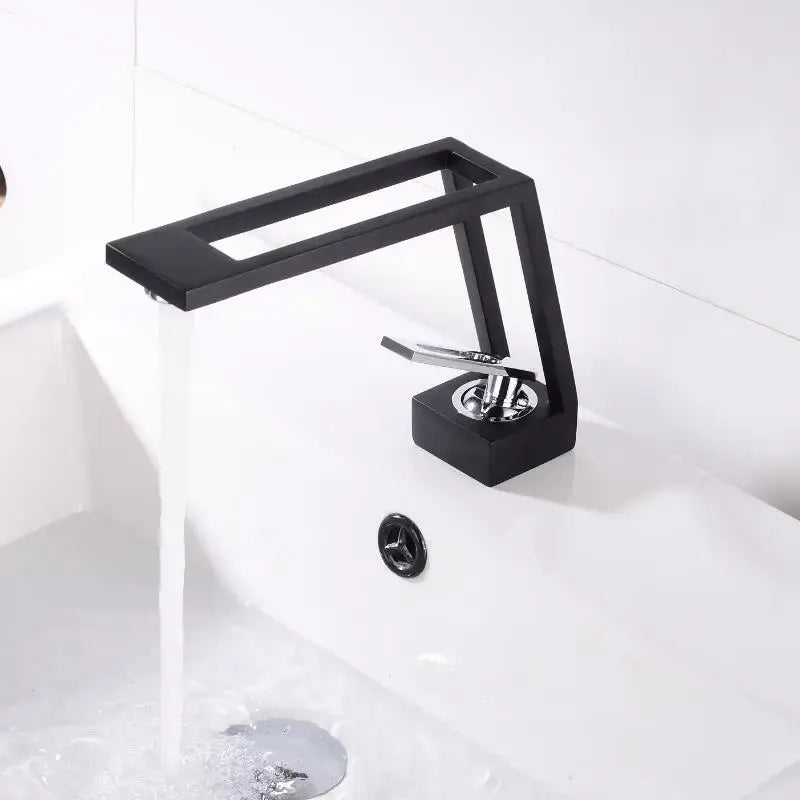 Modern minimalist matte black brass basin faucet bathroom mixer