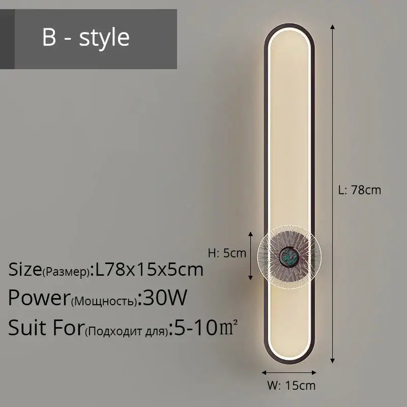 Modern minimalist silver led strip wall light for living room