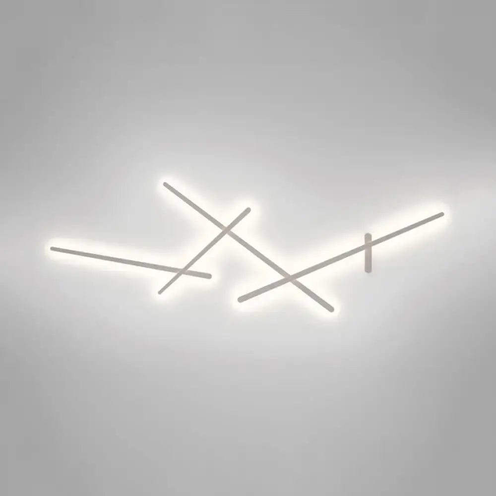 Modern minimalist white crossed lines wall lamp for living room