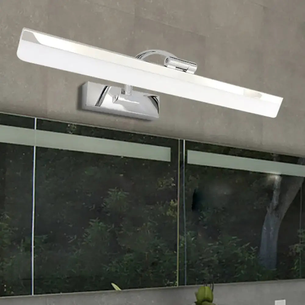 Modern nickel finish rectangular led vanity light – bathroom white light