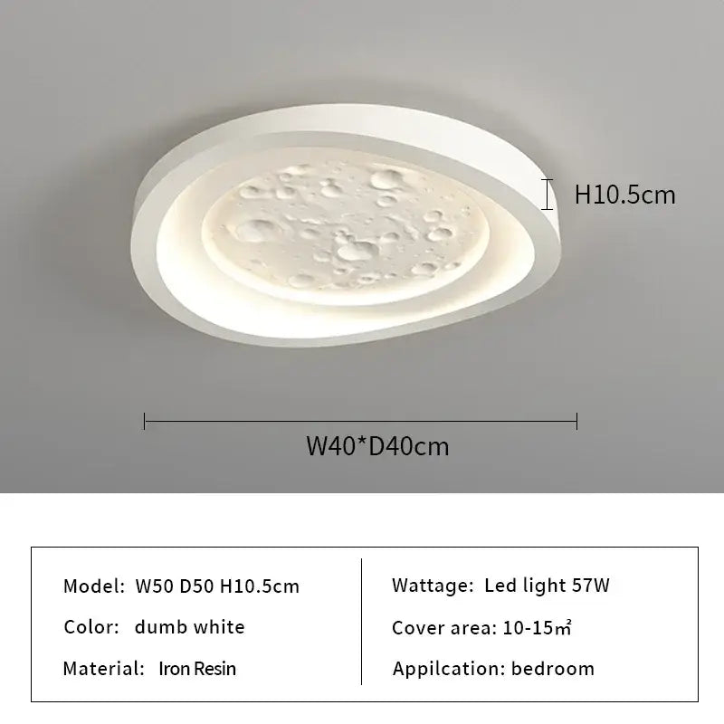 Modern nordic moon surface white led ceiling lamps bedroom light