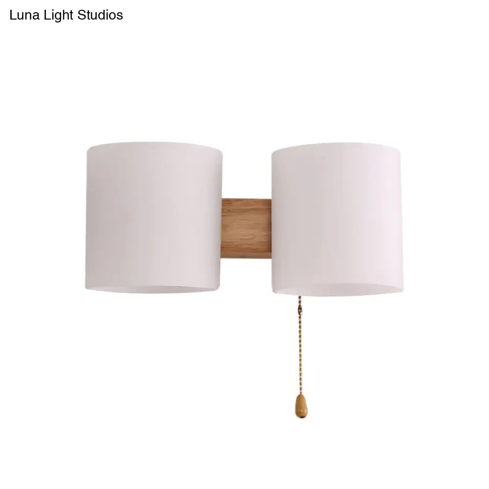 DecorBites™ Modern Opaline Glass 2-Light Wall Mount with Pull Chain - Beige