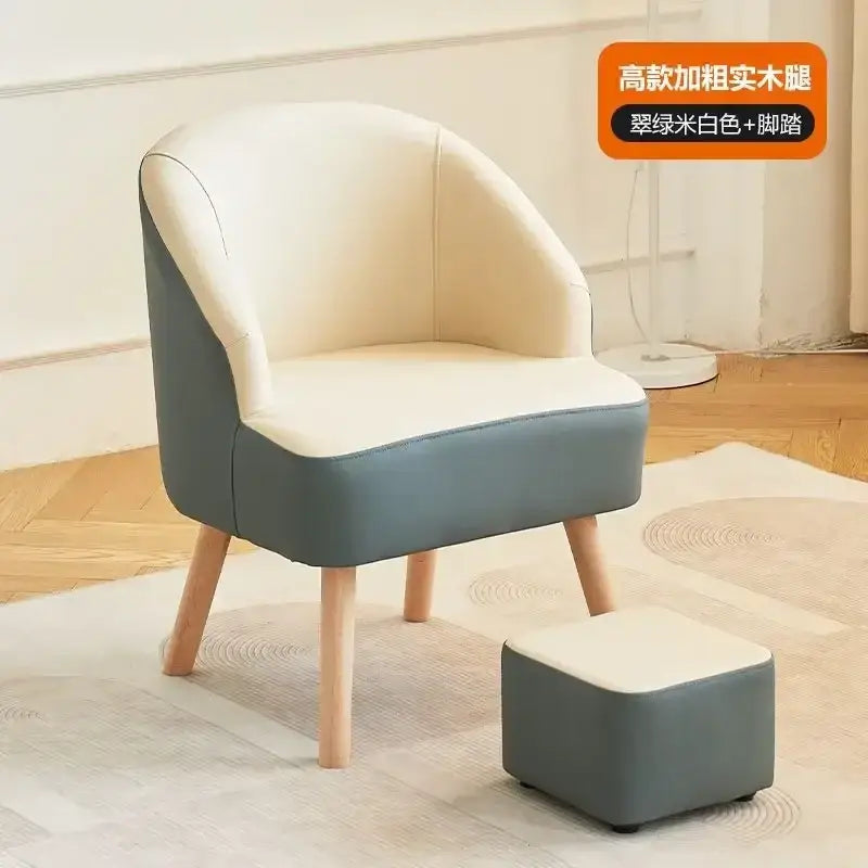 Modern orange & cream leather single sofa chair living room