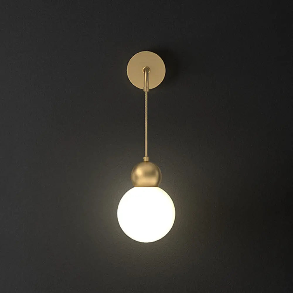 DecorBites™ Modern Orb Wall Lamp with Milky Glass Shade - Elegant Gold Sconce Light