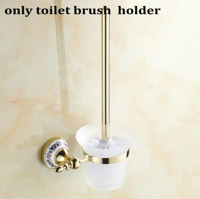 Modern ornate gold and white porcelain bath hardware set bathroom