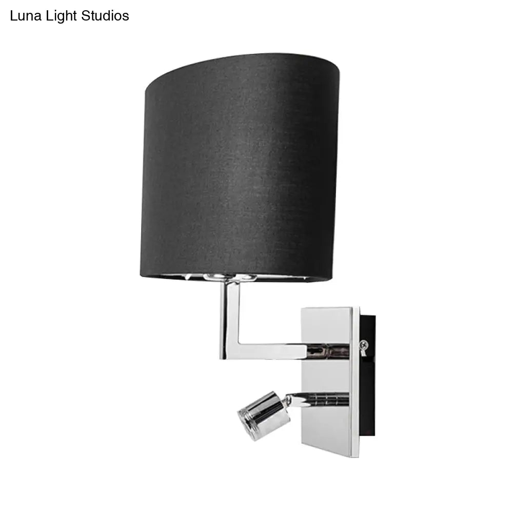 DecorBites™ Modern Oval Black Fabric LED Wall Sconce Light for Bedside