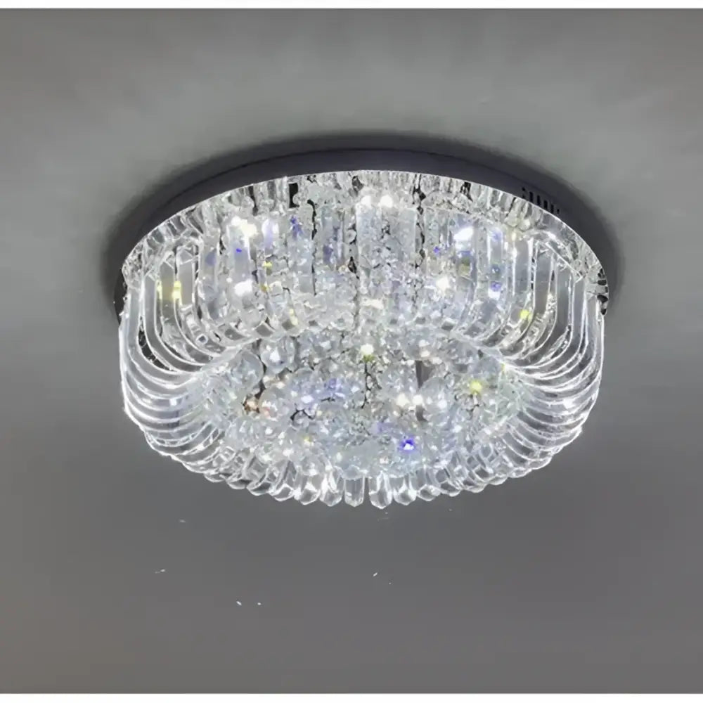 Modern oval chrome & gold crystal ceiling light dining room