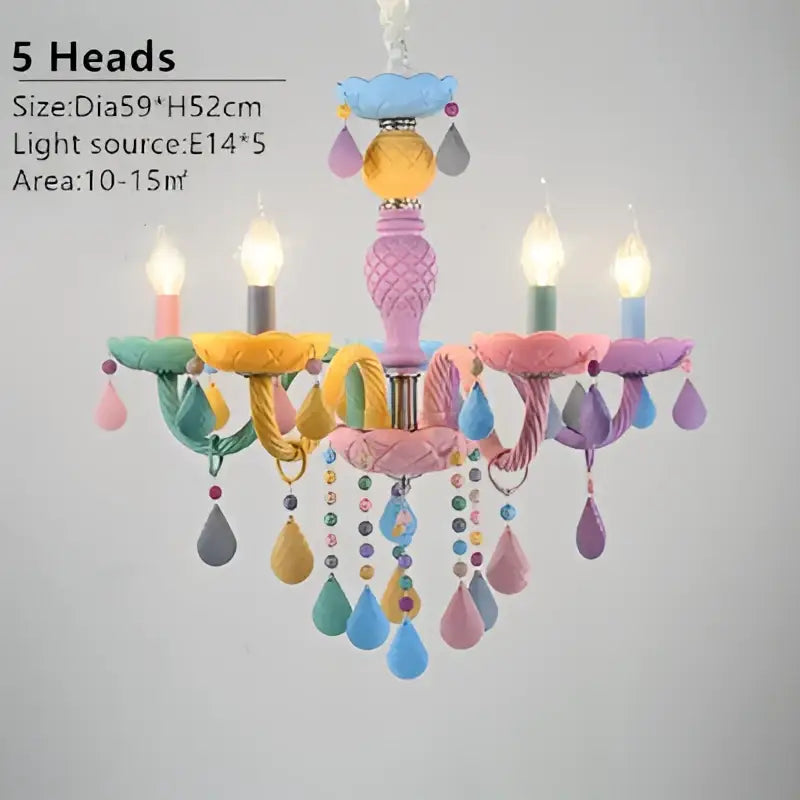 Modern pastel crystal chandelier bedroom luminaire